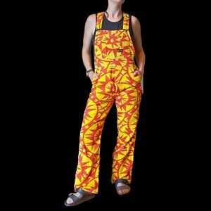 1950s Big Smith‎ Hippie Overalls Bibs Sun Print Colorful 30 X 30 Yellow Orange